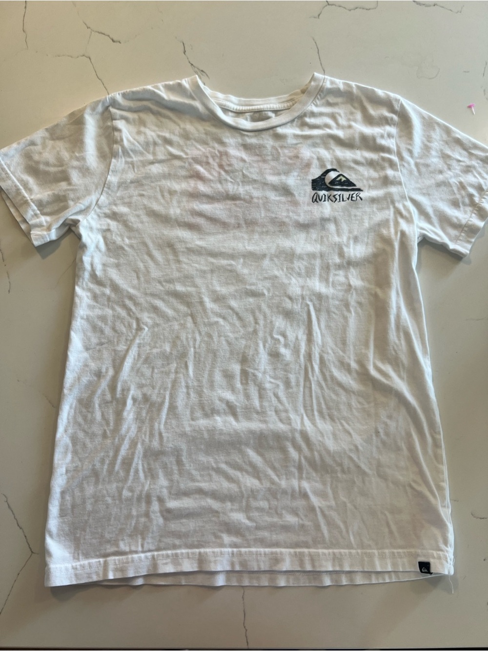 Quiksilver Boy’s White Short Sleeve Tee with Colorful back Logo